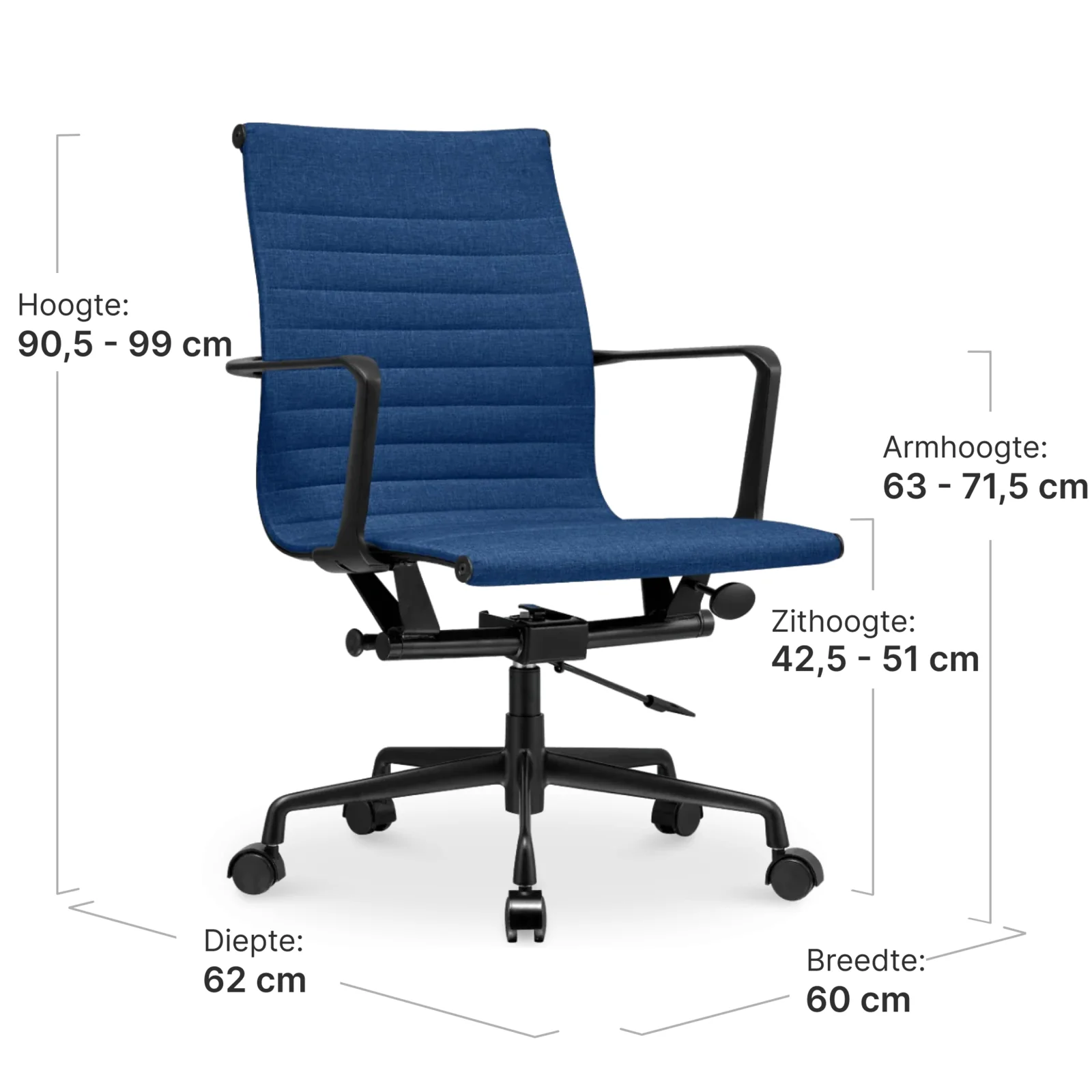 Cavel CD 117 Bureaustoel Blauw Linnen | Zwart Frame