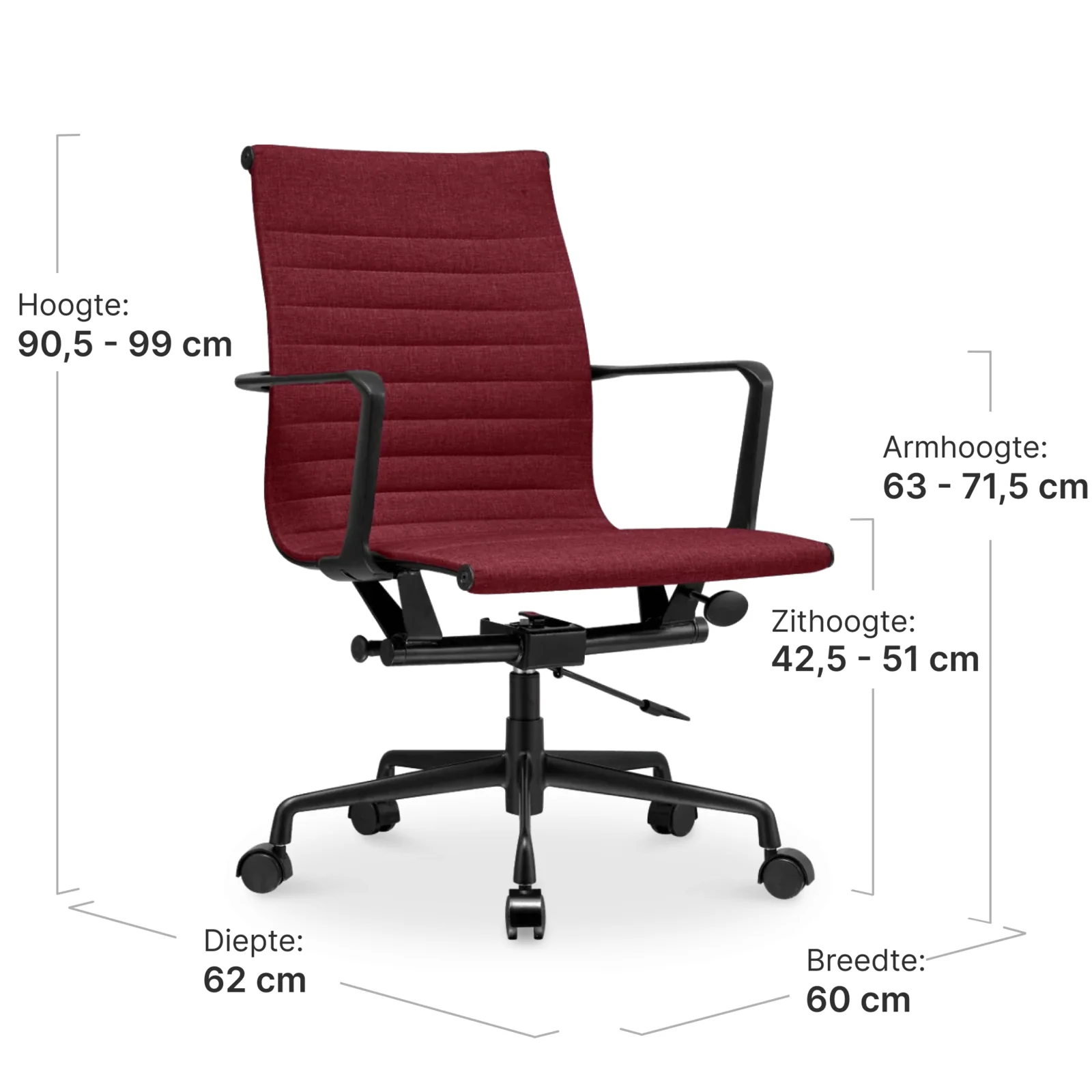 Cavel CD 117 Bureaustoel Rood Linnen | Zwart Frame