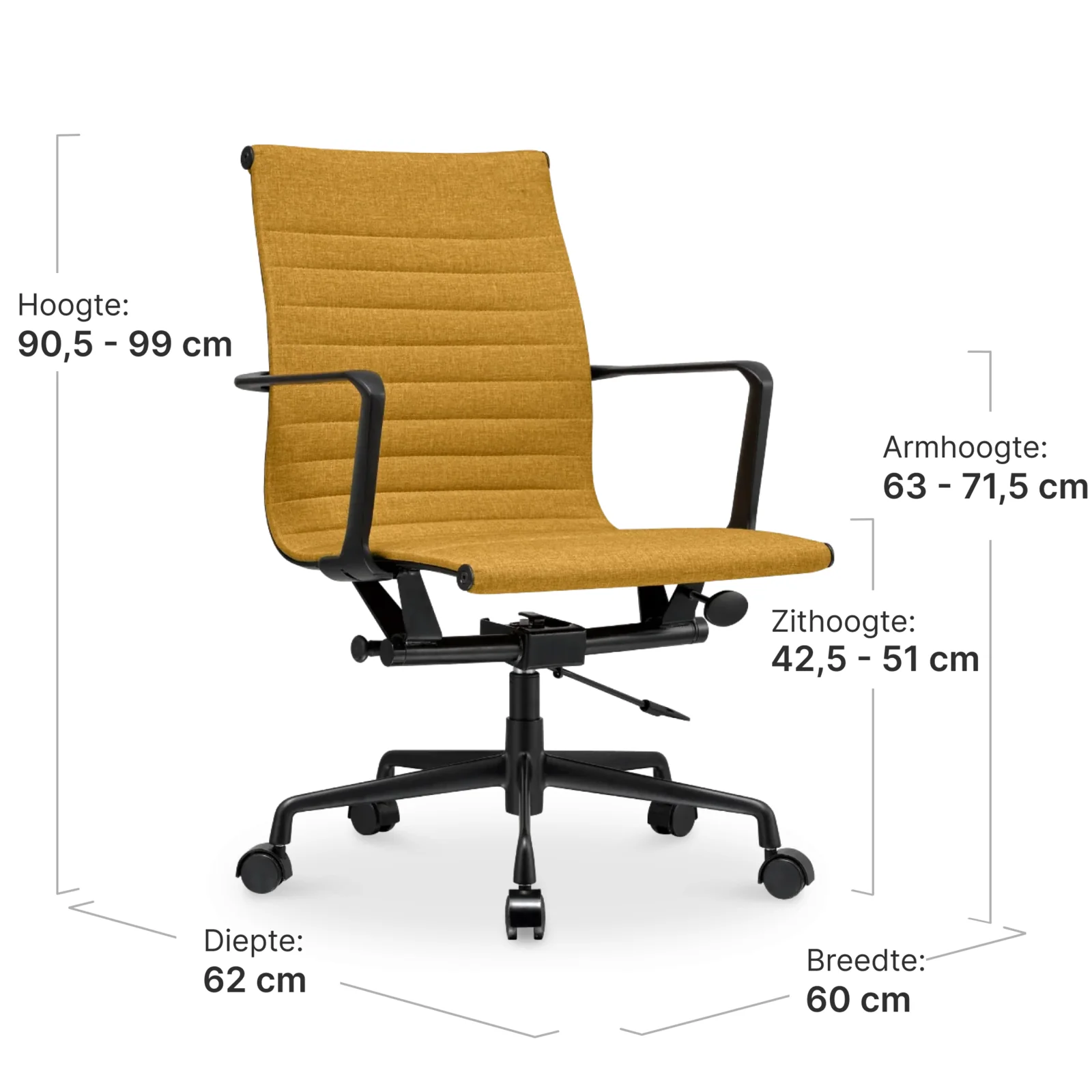 Cavel CD 117 Bureaustoel Oker Linnen | Zwart Frame