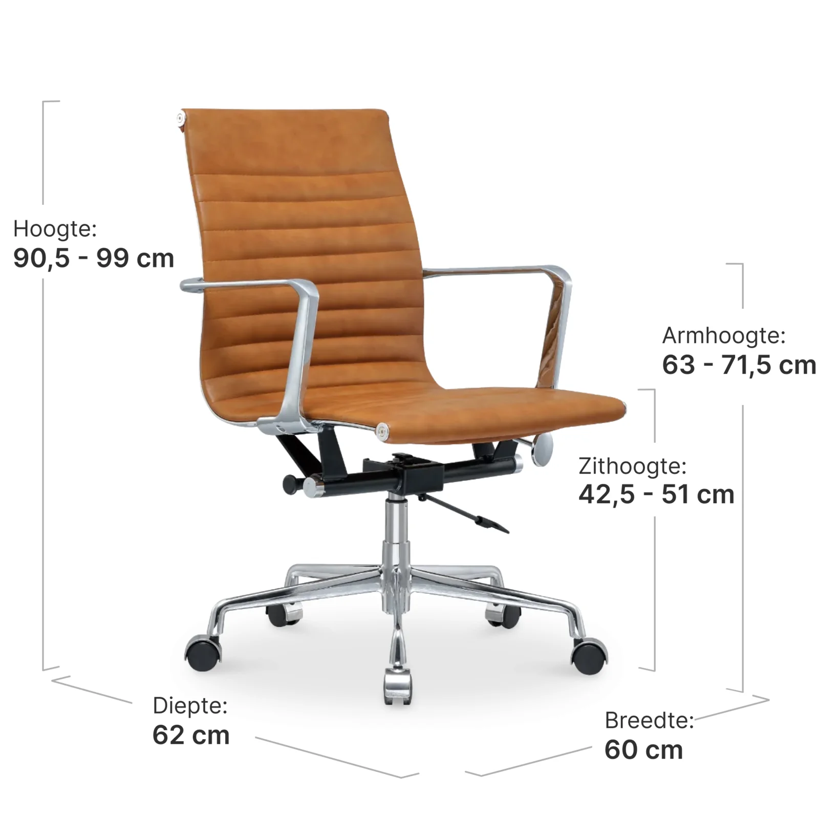 Cavel CD 117 Bureaustoel Cognac Leer