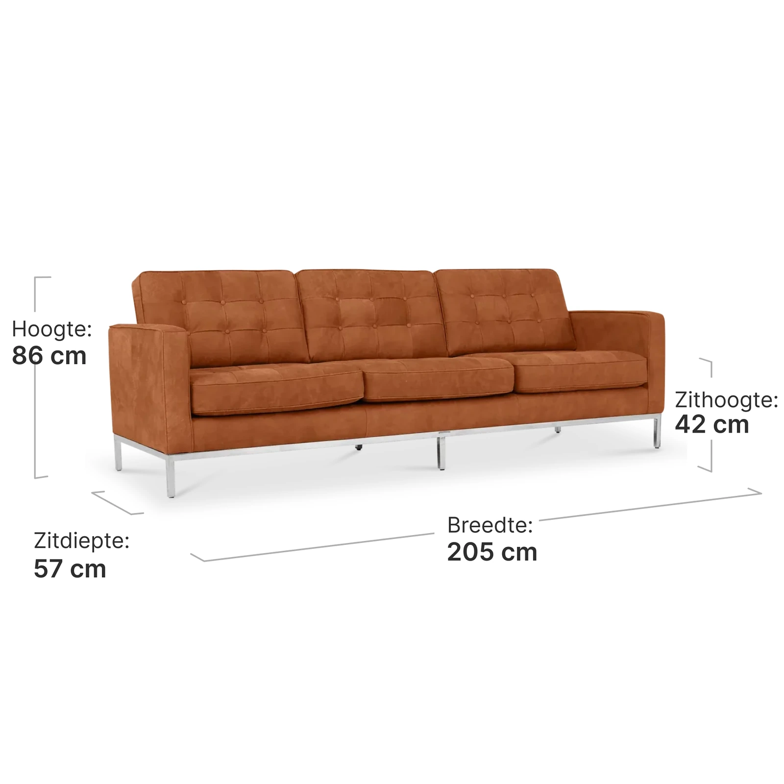 Italo Drie Zits Vintage Cognac Leer