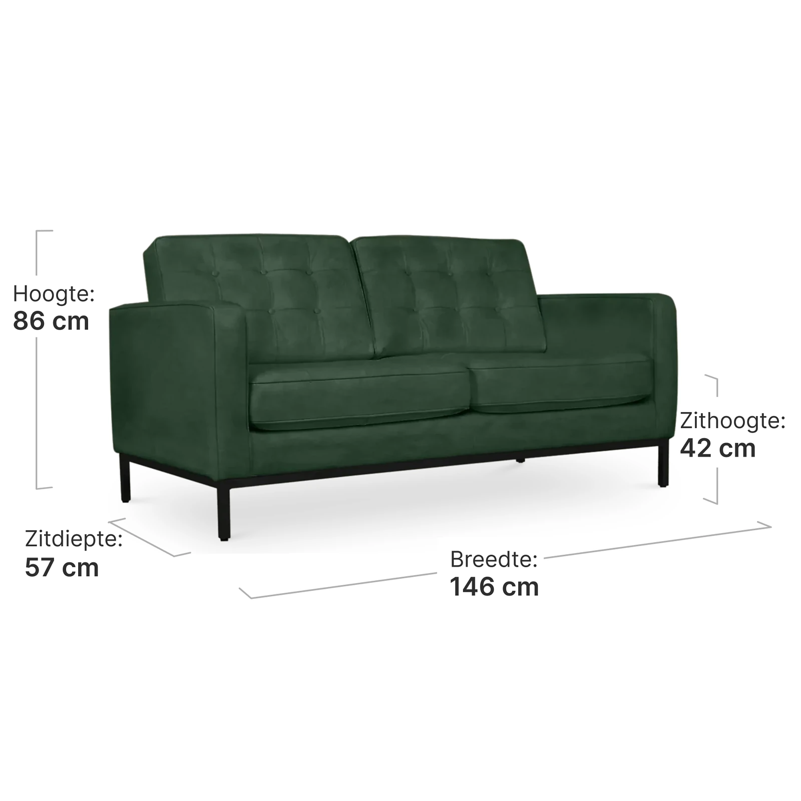 Italo Twee Zits Forest Green Velvet