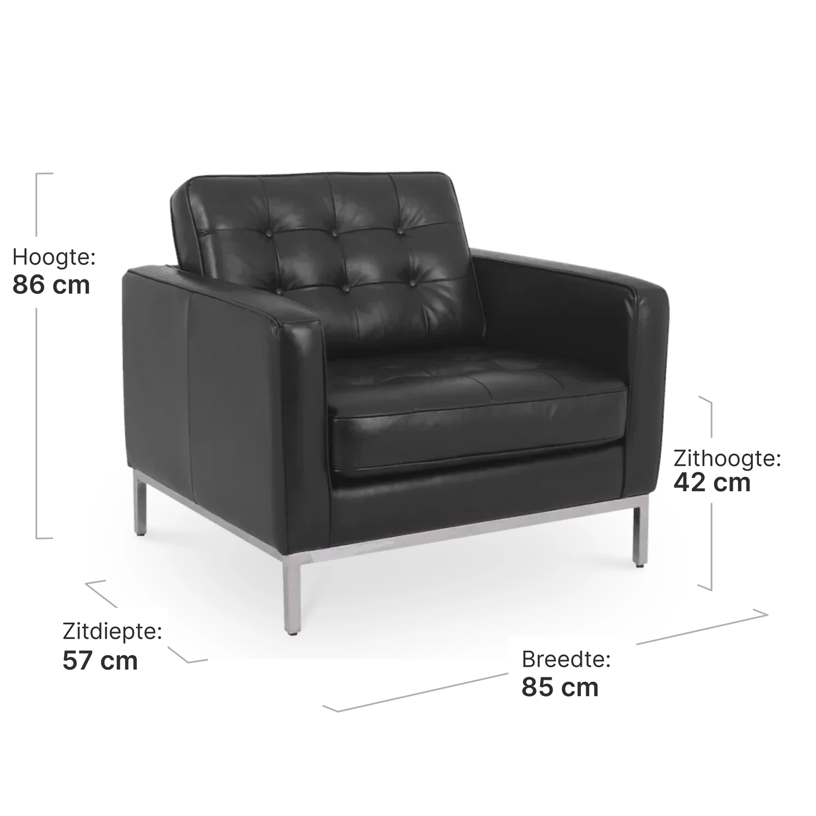 Italo Chair Zwart Leer
