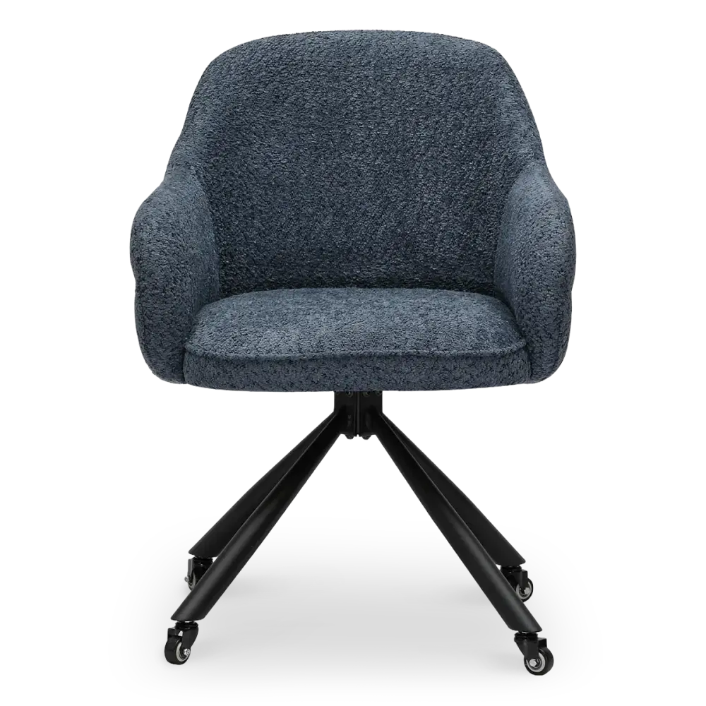 Milo Eetkamerstoel met wieltjes | Blauw Bouclé