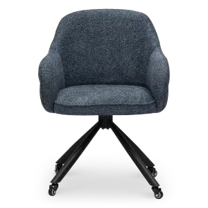 Milo Eetkamerstoel met wieltjes | Blauw Bouclé