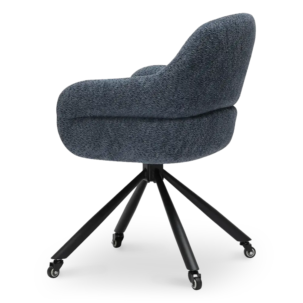 Milo Eetkamerstoel met wieltjes | Blauw Bouclé