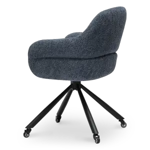 Milo Eetkamerstoel met wieltjes | Blauw Bouclé