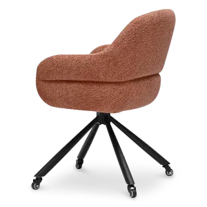 Milo Eetkamerstoel met wieltjes | Terracotta Bouclé