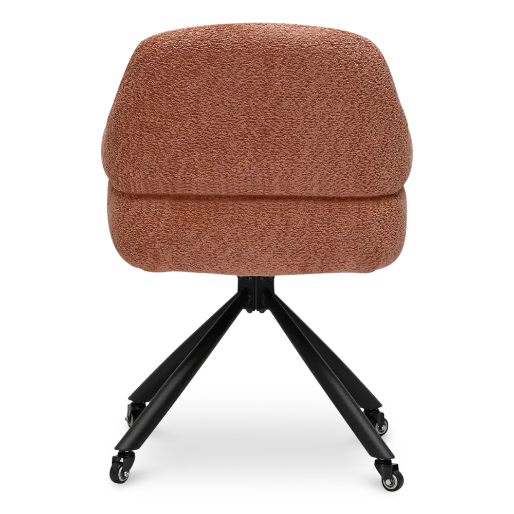 Milo Eetkamerstoel met wieltjes | Terracotta Bouclé