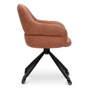 Milo Eetkamerstoel met wieltjes | Terracotta Bouclé