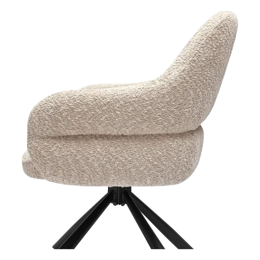 Milo Eetkamerstoel met wieltjes | Taupe Bouclé