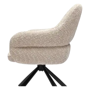Milo Eetkamerstoel met wieltjes | Taupe Bouclé