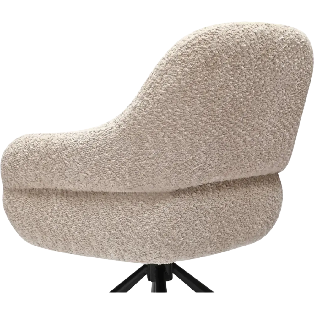 Milo Eetkamerstoel met wieltjes | Taupe Bouclé