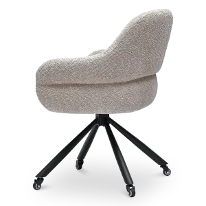 Milo Eetkamerstoel met wieltjes | Taupe Bouclé