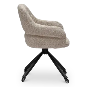 Milo Eetkamerstoel met wieltjes | Taupe Bouclé