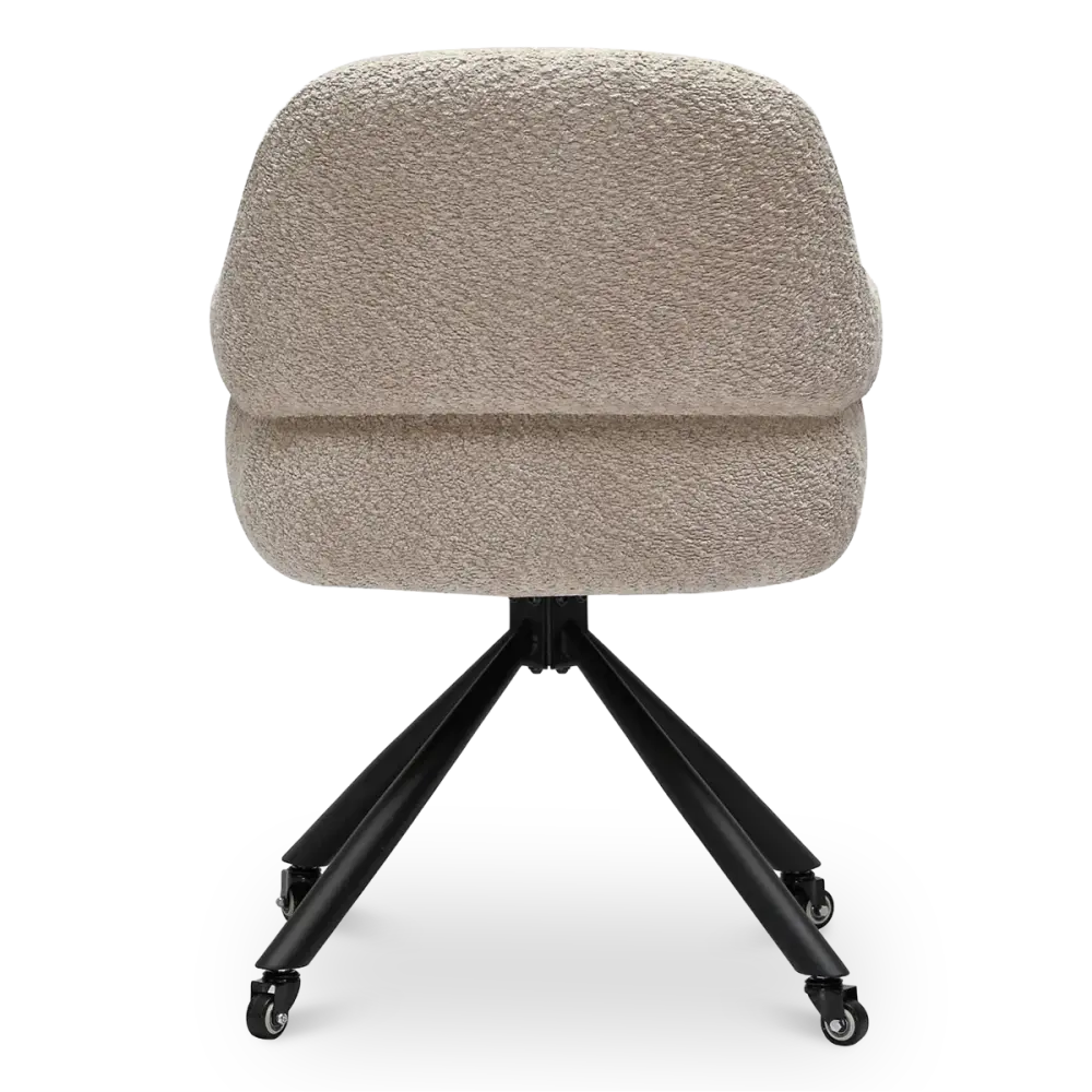 Milo Eetkamerstoel met wieltjes | Taupe Bouclé