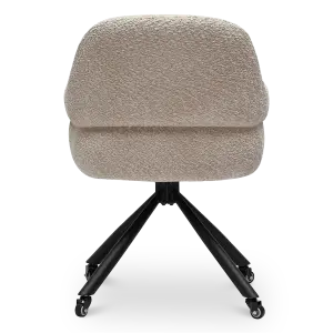 Milo Eetkamerstoel met wieltjes | Taupe Bouclé