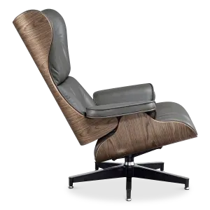 Cavel Lounge Chair Grijs Leer | Walnoot Schalen