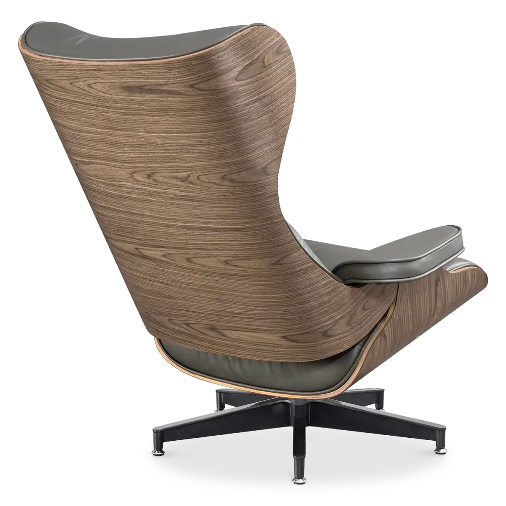 Cavel Lounge Chair Grijs Leer | Walnoot Schalen