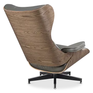Cavel Lounge Chair Grijs Leer | Walnoot Schalen