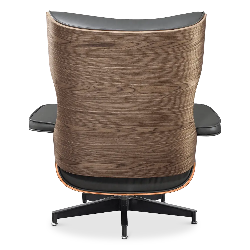 Cavel Lounge Chair Grijs Leer | Walnoot Schalen