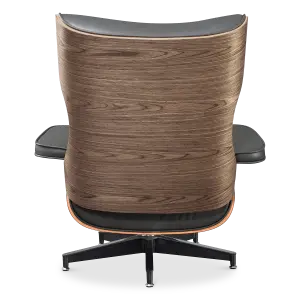 Cavel Lounge Chair Grijs Leer | Walnoot Schalen