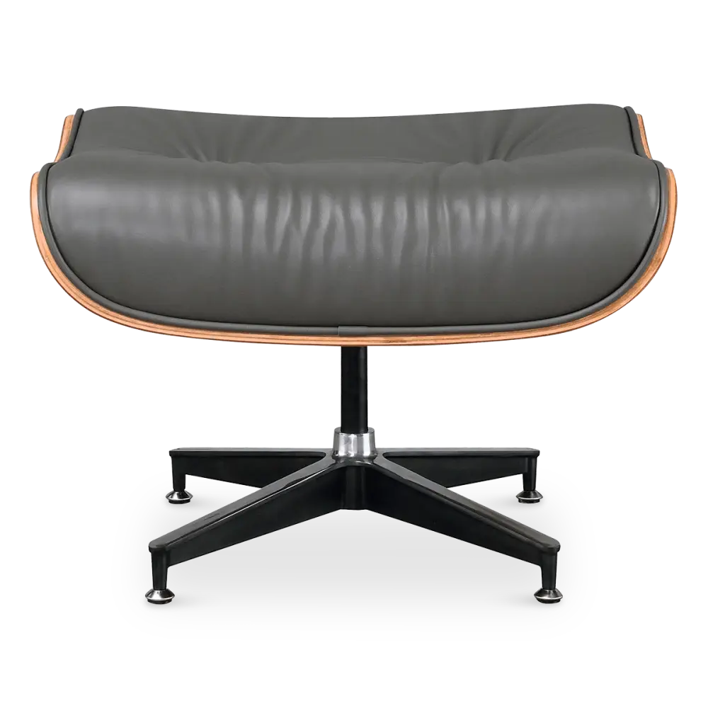 Cavel Lounge Chair Grijs Leer | Walnoot Schalen