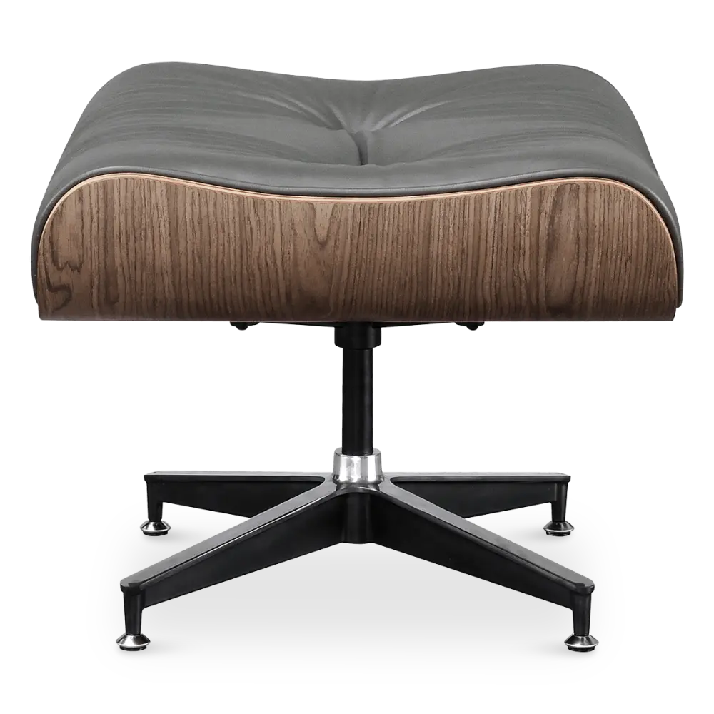 Cavel Lounge Chair Grijs Leer | Walnoot Schalen