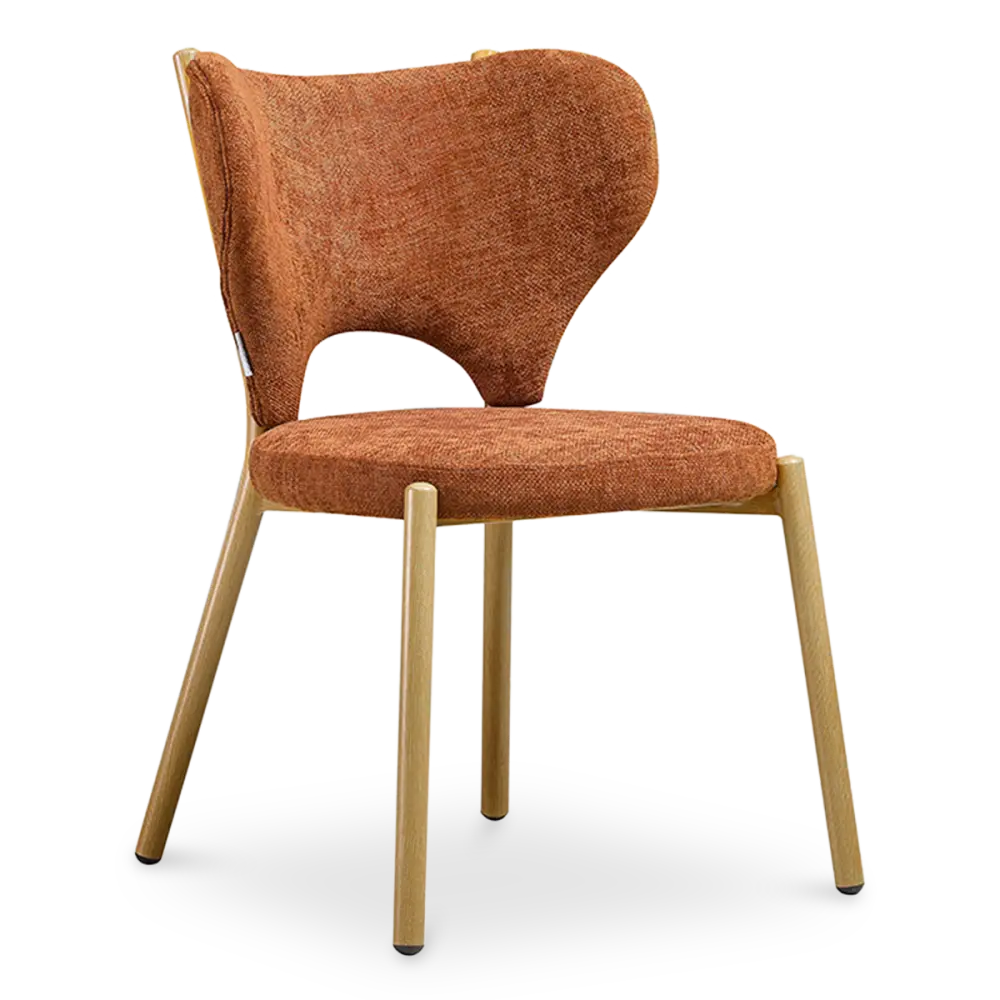 Japandi Eetkamerstoel Cho | Terracotta Chenille | Eiken