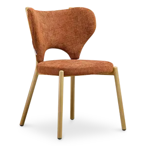 Japandi Eetkamerstoel Cho | Terracotta Chenille | Eiken