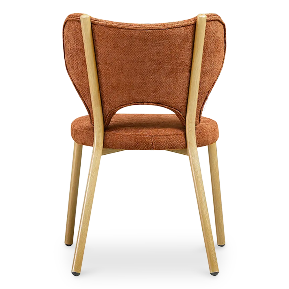 Japandi Eetkamerstoel Cho | Terracotta Chenille | Eiken
