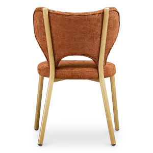 Japandi Eetkamerstoel Cho | Terracotta Chenille | Eiken