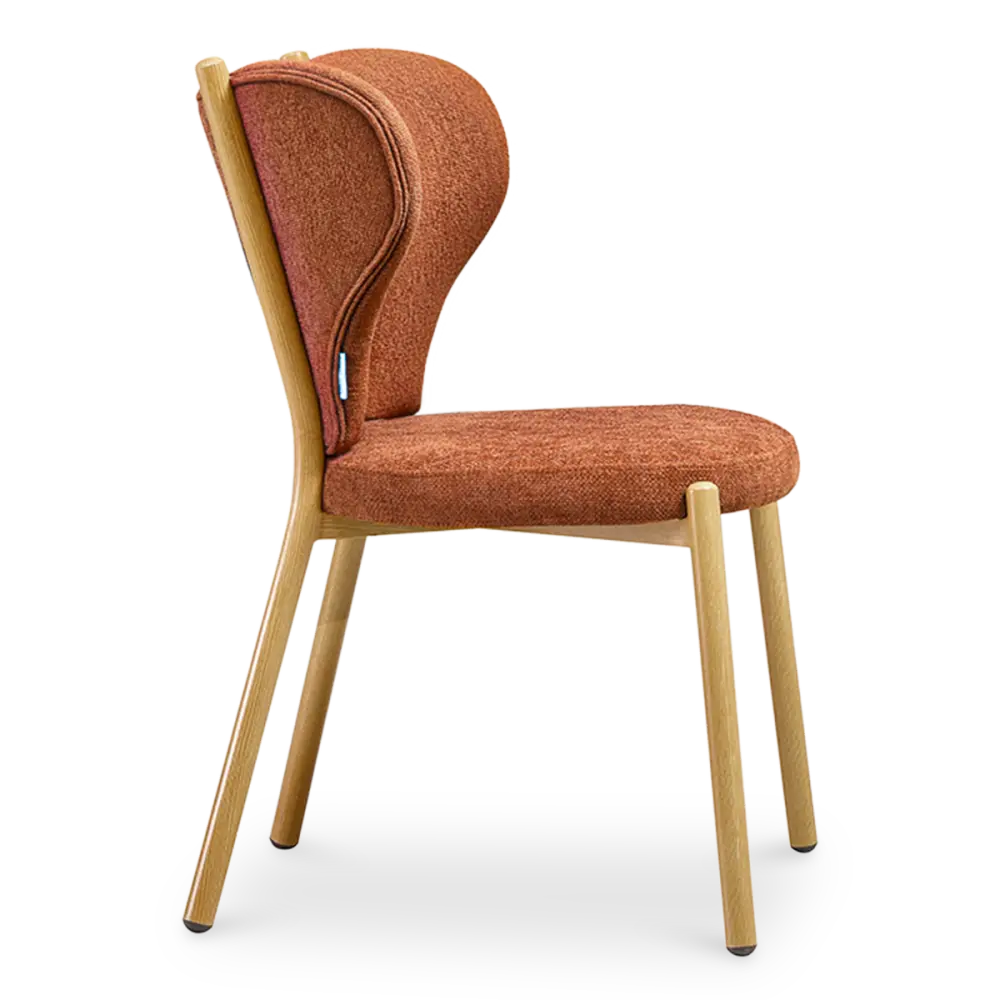 Japandi Eetkamerstoel Cho | Terracotta Chenille | Eiken
