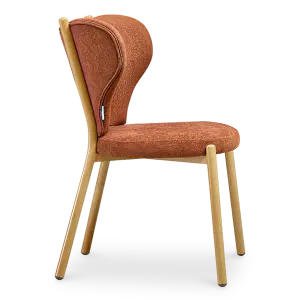 Japandi Eetkamerstoel Cho | Terracotta Chenille | Eiken