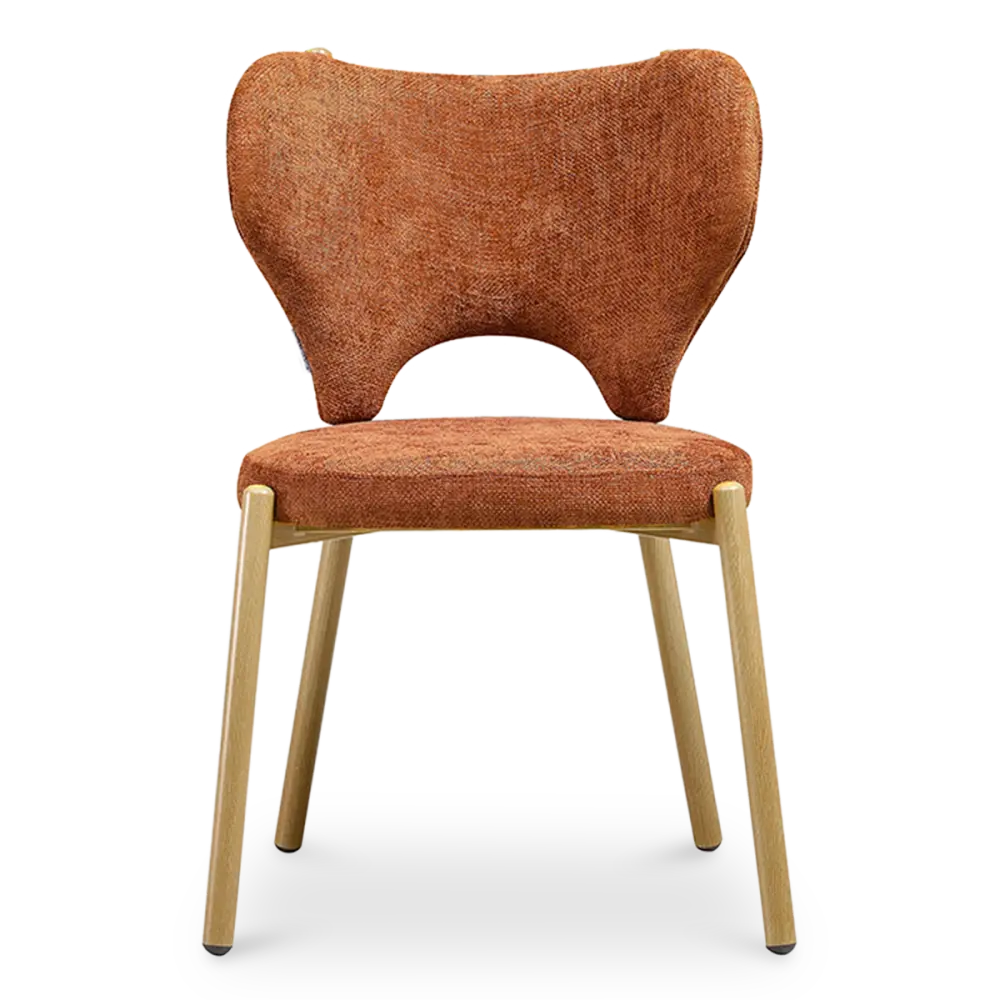 Japandi Eetkamerstoel Cho | Terracotta Chenille | Eiken