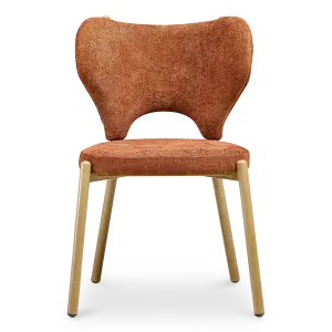 Japandi Eetkamerstoel Cho | Terracotta Chenille | Eiken