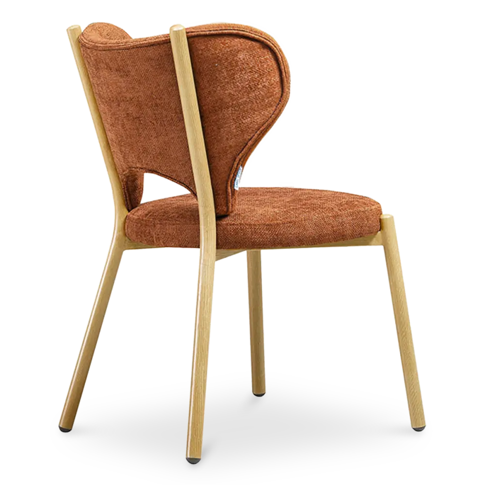 Japandi Eetkamerstoel Cho | Terracotta Chenille | Eiken