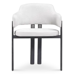 Japandi Eetkamerstoel Isamu | Wit Boucle | Zwart Onderstel