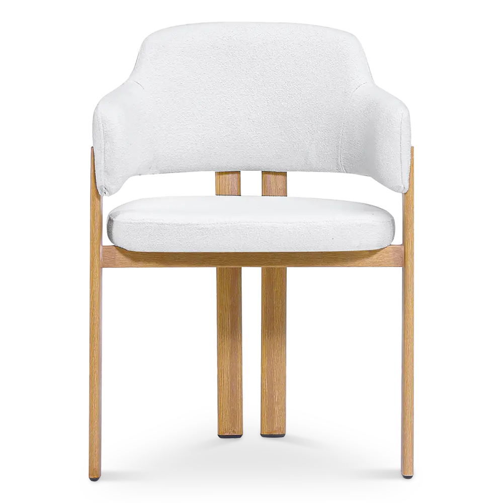 Japandi Eetkamerstoel Isamu | Wit Boucle | Eiken Onderstel