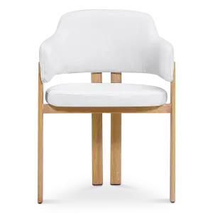 Japandi Eetkamerstoel Isamu | Wit Boucle | Eiken Onderstel