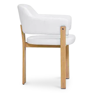 Japandi Eetkamerstoel Isamu | Wit Boucle | Eiken Onderstel