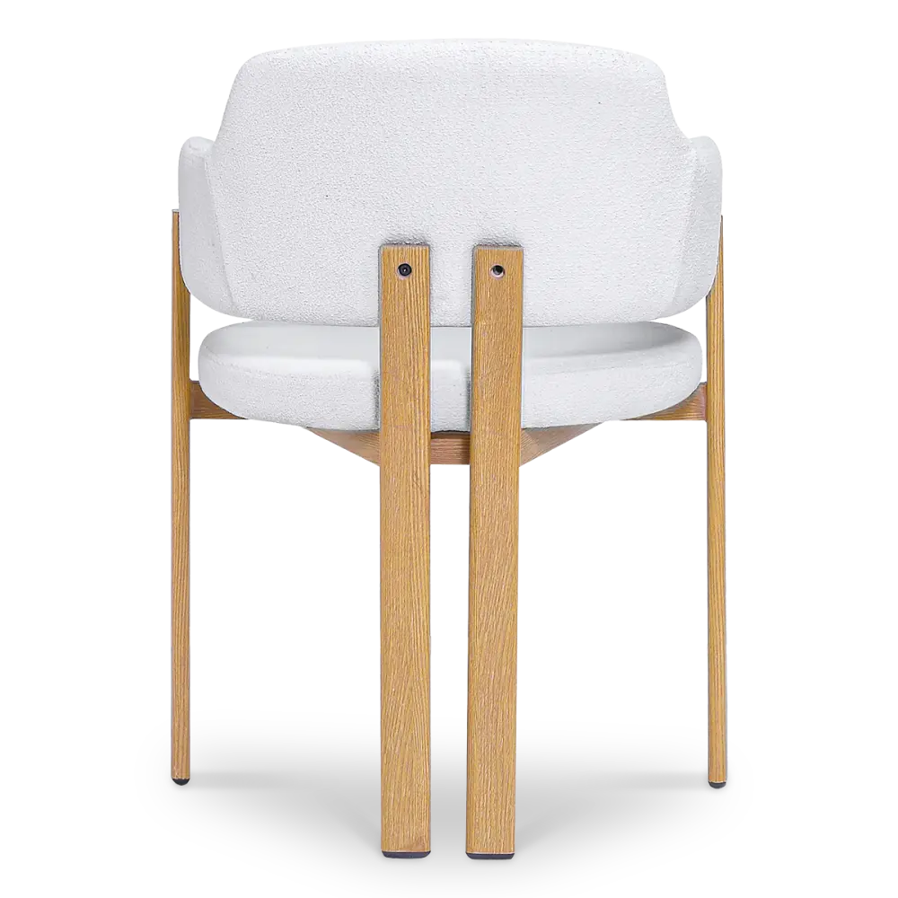 Japandi Eetkamerstoel Isamu | Wit Boucle | Eiken Onderstel