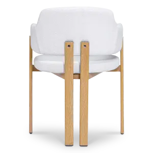 Japandi Eetkamerstoel Isamu | Wit Boucle | Eiken Onderstel