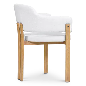 Japandi Eetkamerstoel Isamu | Wit Boucle | Eiken Onderstel