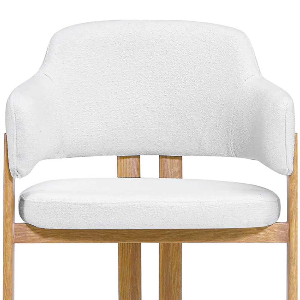 Japandi Eetkamerstoel Isamu | Wit Boucle | Eiken Onderstel