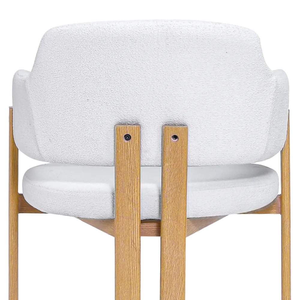 Japandi Eetkamerstoel Isamu | Wit Boucle | Eiken Onderstel