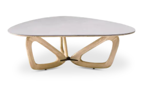 Japandi Salontafel Butterfly | Wit Keramiek | Essen Onderstel
