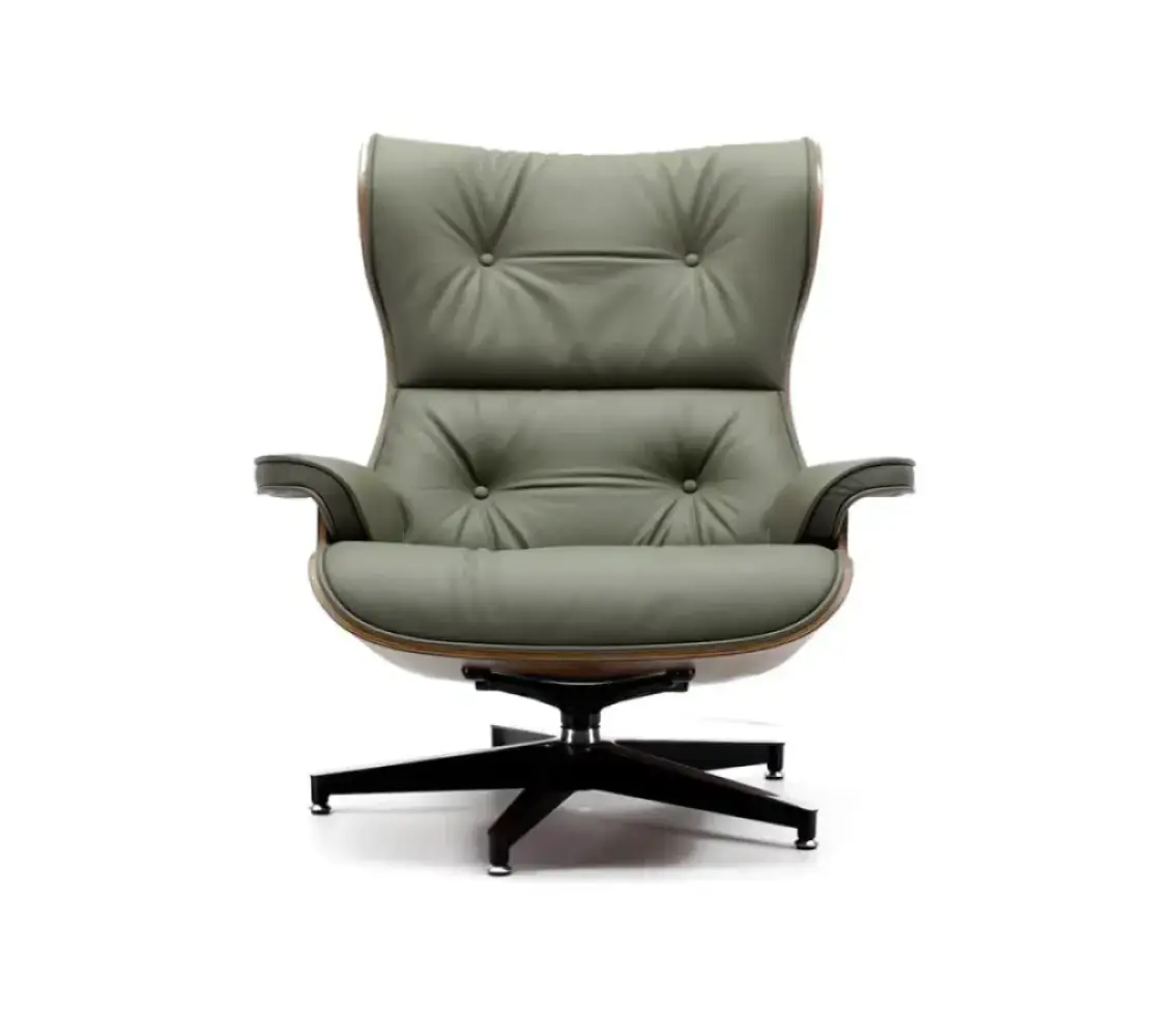 Cavel Lounge Chair Olijf Groen Leer | Naturel Palissander Schalen Cavel Lounge Chair Olijf Groen Leer | Naturel Palissander Schalen