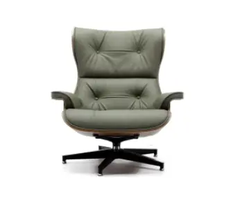 Cavel Lounge Chair Olijf Groen Leer | Naturel Palissander Schalen