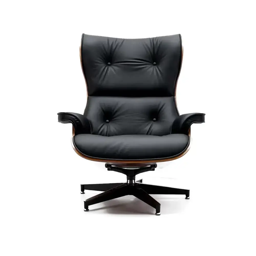 Cavel Lounge Chair Zwart Leer | Palissander Schalen Cavel Lounge Chair Zwart Leer | Palissander Schalen